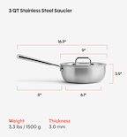 3 QT Stainless Steel Saucier