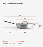 3 QT Stainless Steel Sauté Pan