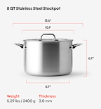 8 QT Stainless Steel Stockpot