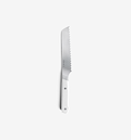 Misen serrated bread knife with white handle and stainless steel blade