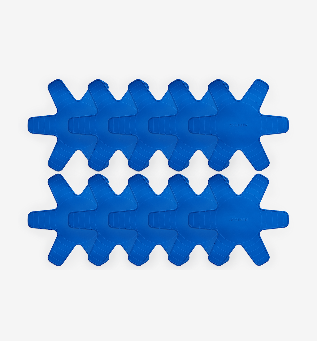 Misen blue silicone pan separators set of 8 arranged in grid