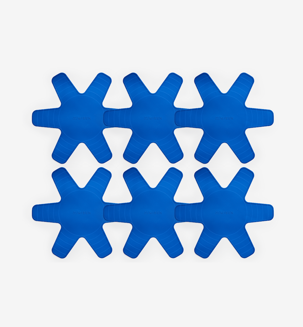 Misen blue silicone pan protectors set of 6 star-shaped cookware separators