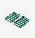 Green silicone trivets set of two with slatted design for hot pots and pans