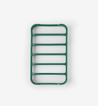 Green silicone trivet with six horizontal slots for heat protection