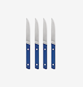 Misen steak knives set of 4 with blue handles and stainless steel blades