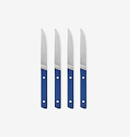 Misen steak knives set of 4 with blue handles and stainless steel blades