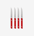 Misen steak knives set of 4 with red handles and stainless steel blades