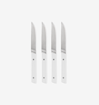 Misen steak knives set of 4 with white handles and stainless steel blades