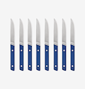 Misen steak knives set of 8 with blue handles and stainless steel blades