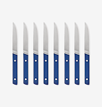 Misen steak knives set of 8 with blue handles and stainless steel blades