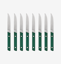 Misen steak knives set of 8 with green handles and stainless steel blades