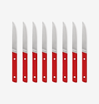 Misen steak knives set of 8 with red handles and stainless steel blades