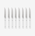 Misen steak knives set of 8 with white handles and stainless steel blades
