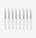 Misen steak knives set of 8 with white handles and stainless steel blades