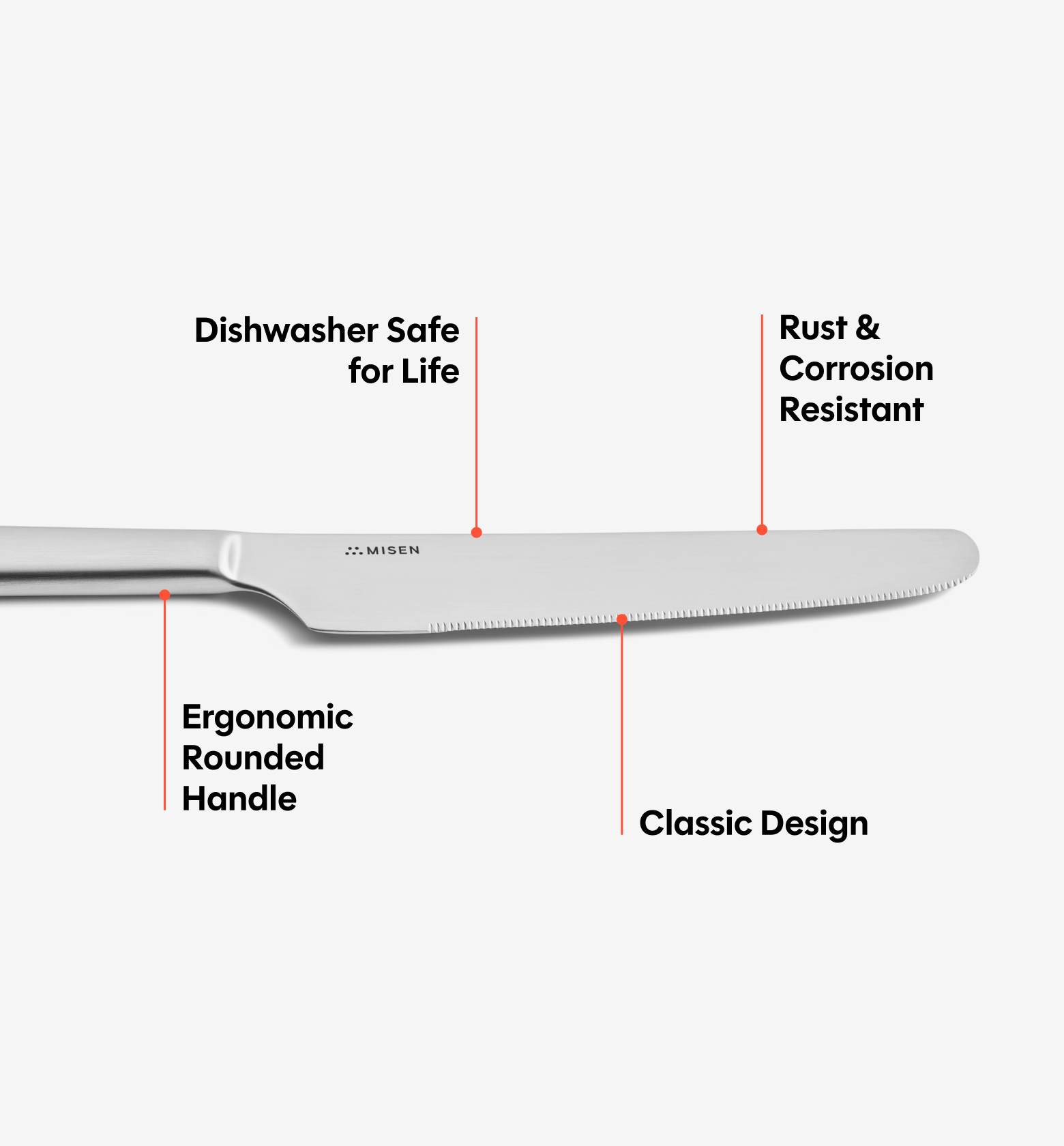4-Piece Dinner Knife Set - Brushed