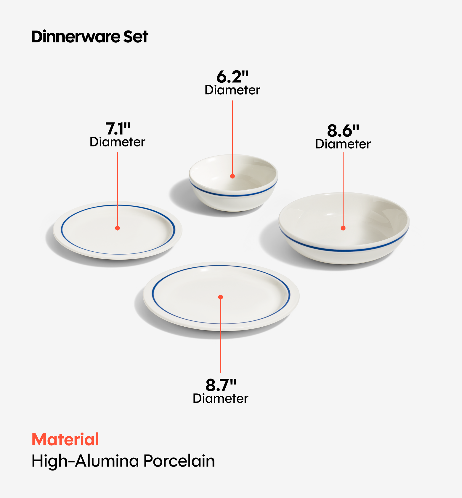 36-Piece Dinnerware + Flatware Set (Serves 4) - Blue / Brushed