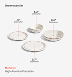 36-Piece Dinnerware + Flatware Set (Serves 4) - Red / Polished