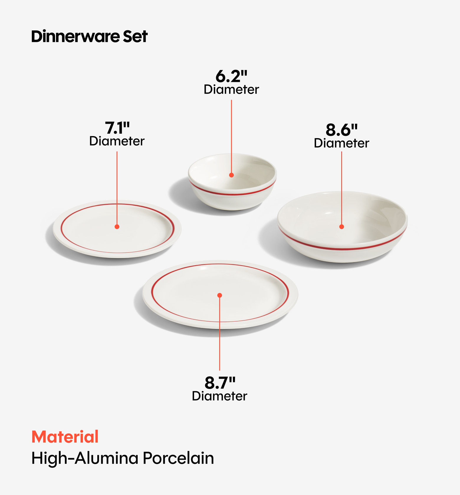 36-Piece Dinnerware + Flatware Set (Serves 4) - Red / Polished