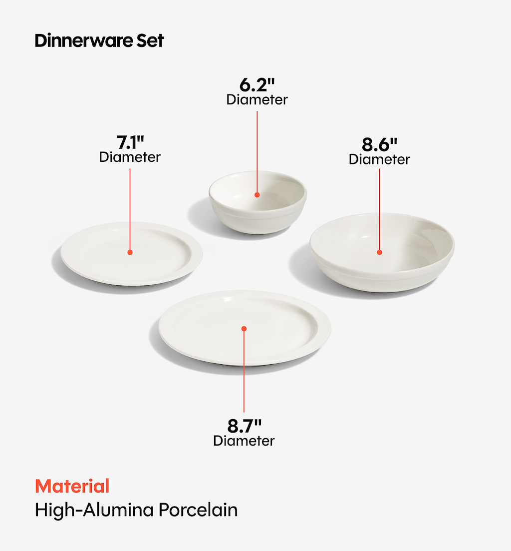 72-Piece Dinnerware + Flatware Set (Serves 8) - White / Polished