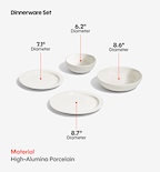 72-Piece Dinnerware + Flatware Set (Serves 8) - White / Polished