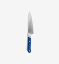 Misen chef's knife with blue handle and stainless steel blade