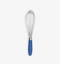 Stainless steel balloon whisk with blue silicone handle