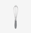 Stainless steel balloon whisk with gray silicone handle