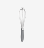 Stainless steel balloon whisk with gray silicone handle