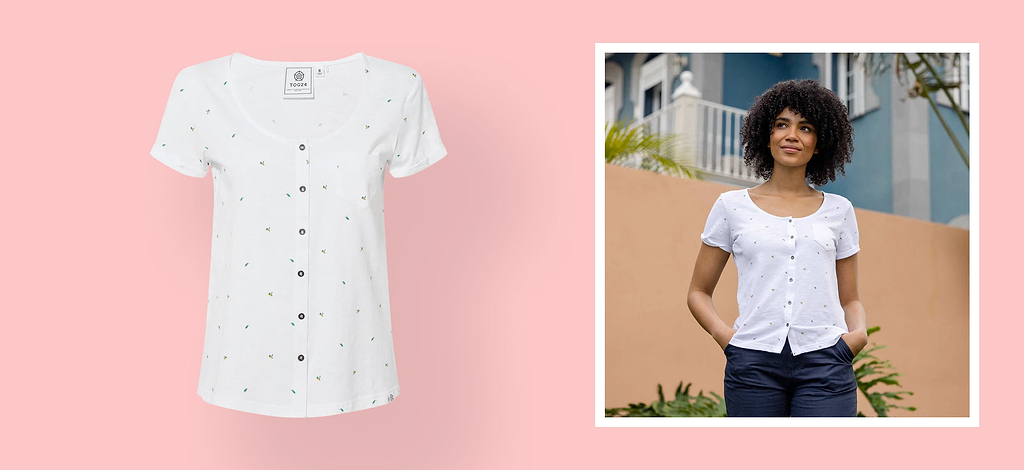 ROURKE WOMENS BUTTON UP TOP - OPTIC WHITE BIRD