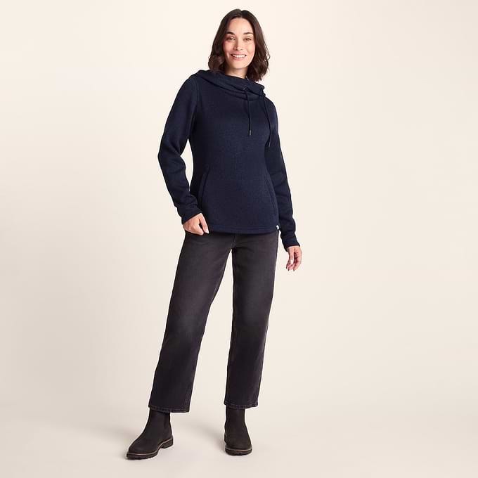 Acer Womens Oversized Supersoft Knitlook Fleece Hoody - Oxford Blue Marl