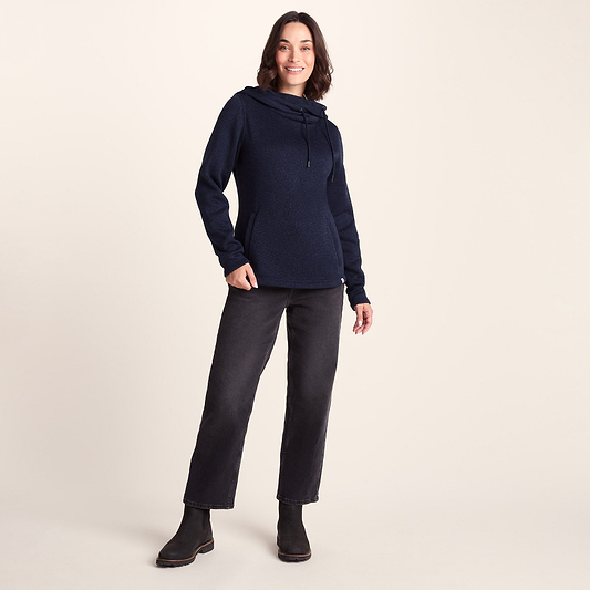 Acer Womens Oversized Supersoft Knitlook Fleece Hoody - Oxford Blue Marl