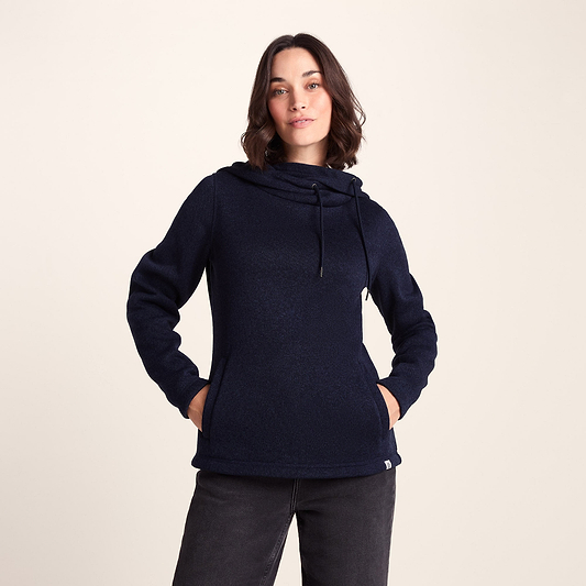 Acer Womens Oversized Supersoft Knitlook Fleece Hoody - Oxford Blue Marl