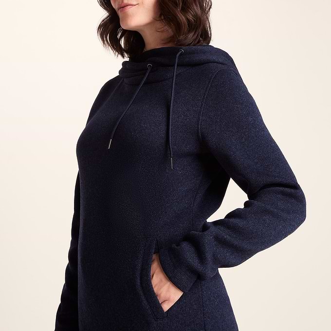 Acer Womens Oversized Supersoft Knitlook Fleece Hoody - Oxford Blue Marl