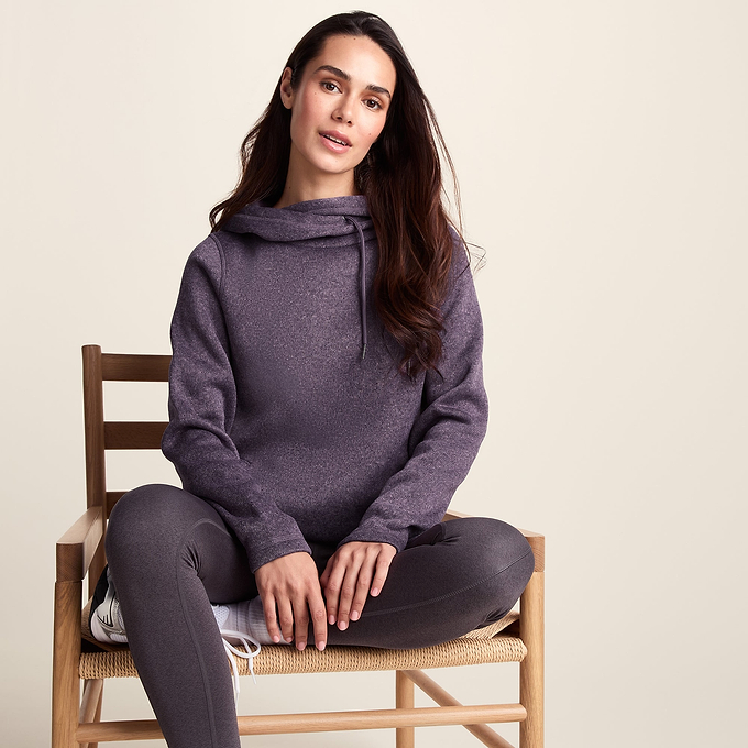 Acer Womens Oversized Supersoft Knitlook Fleece Hoody - Dusky Lilac Melange