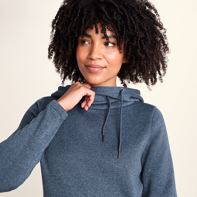 Acer Womens Oversized Supersoft Knitlook Fleece Hoody - Smokey Blue Melange