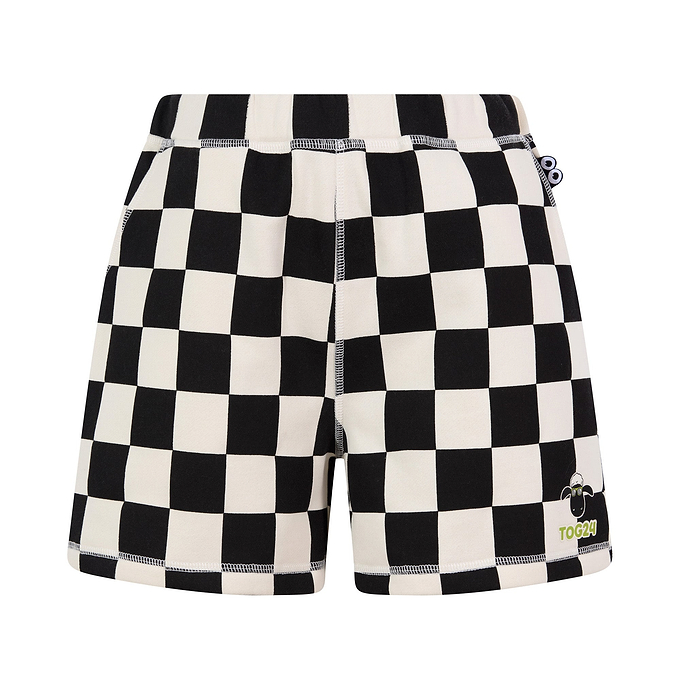 Afrino Kids Shaun the Sheep Sweatshort - Black Woolly Checkerboard