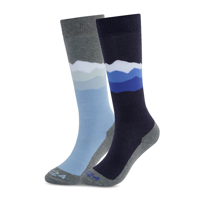 Allevard Womens Ski Socks - Light Grey Marl/Oxford Blue