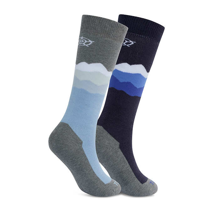 Allevard Womens Ski Socks - Light Grey Marl/Oxford Blue