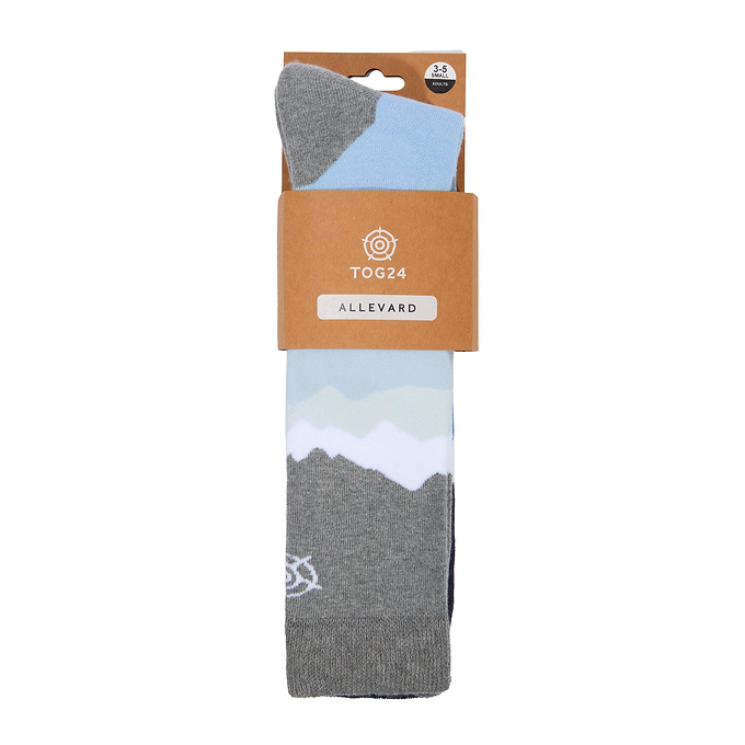 Allevard Womens Ski Socks - Light Grey Marl/Oxford Blue