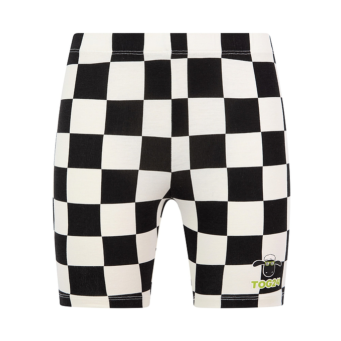 Altay Kids Shaun the Sheep Cycling Short - Black Woolly Checkerboard
