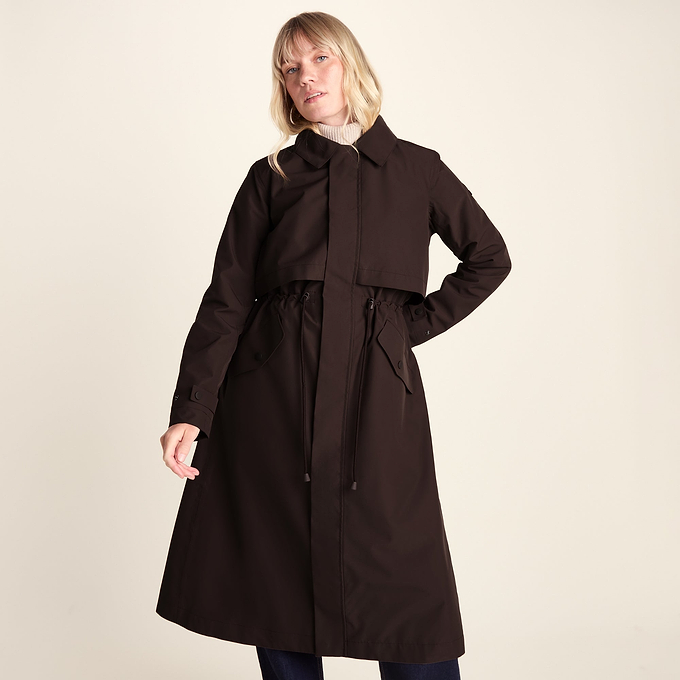Alva Womens Waterproof Trench Coat - Chocolate Brown