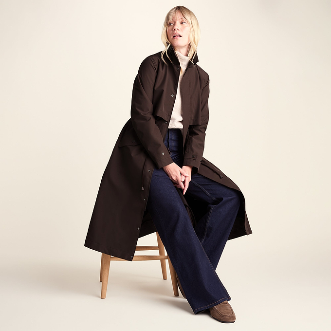 Alva Womens Waterproof Trench Coat - Chocolate Brown