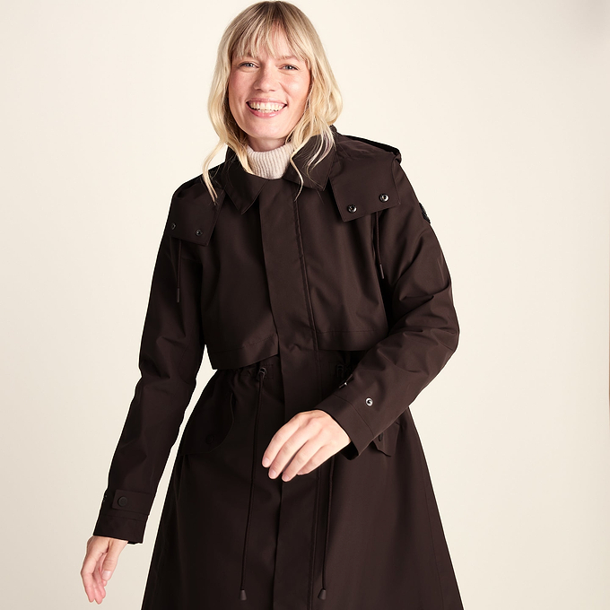 Alva Womens Waterproof Trench Coat - Chocolate Brown