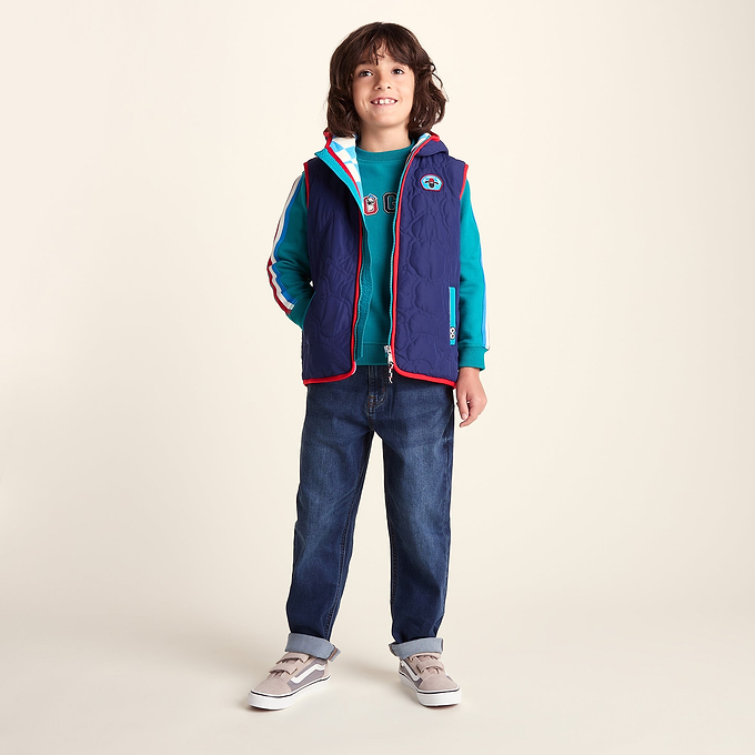 Ancon Shaun the Sheep Kids Insulated Quilted Gilet Microfleece Lining - Night Blue