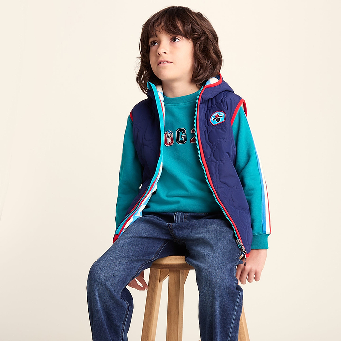 Ancon Shaun the Sheep Kids Insulated Quilted Gilet Microfleece Lining - Night Blue