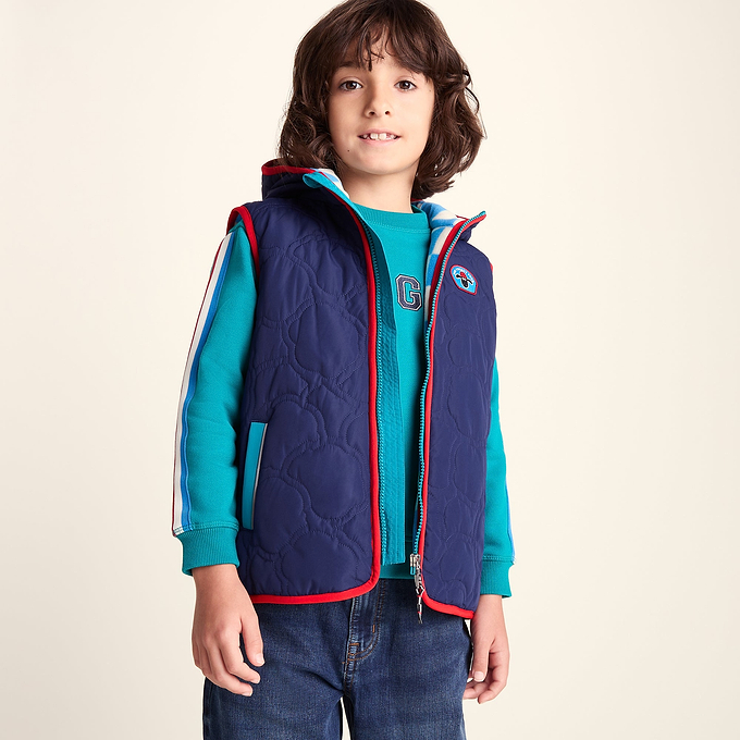 Ancon Shaun the Sheep Kids Insulated Quilted Gilet Microfleece Lining - Night Blue