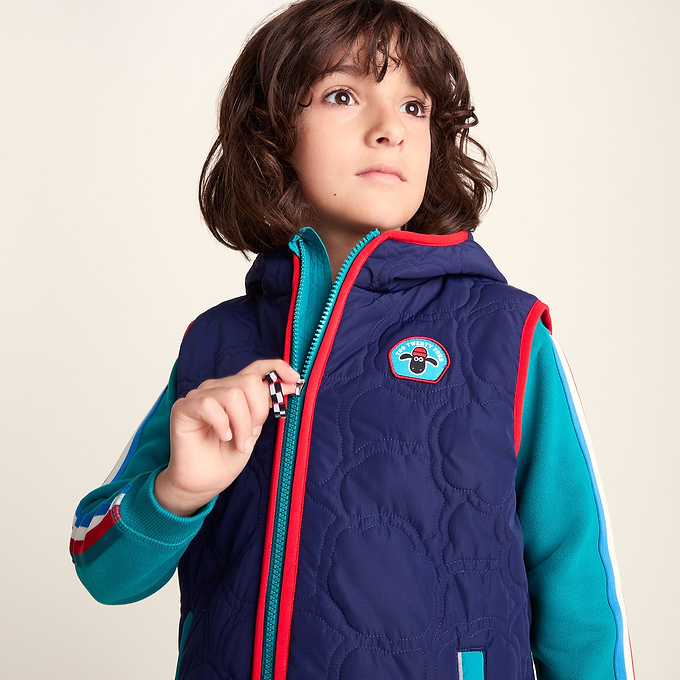 Ancon Shaun the Sheep Kids Insulated Quilted Gilet Microfleece Lining - Night Blue