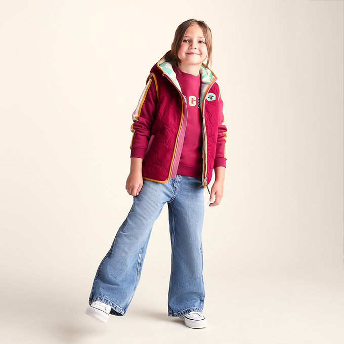 Ancon Shaun the Sheep Kids Insulated Quilted Gilet Microfleece Lining - Beetroot Red