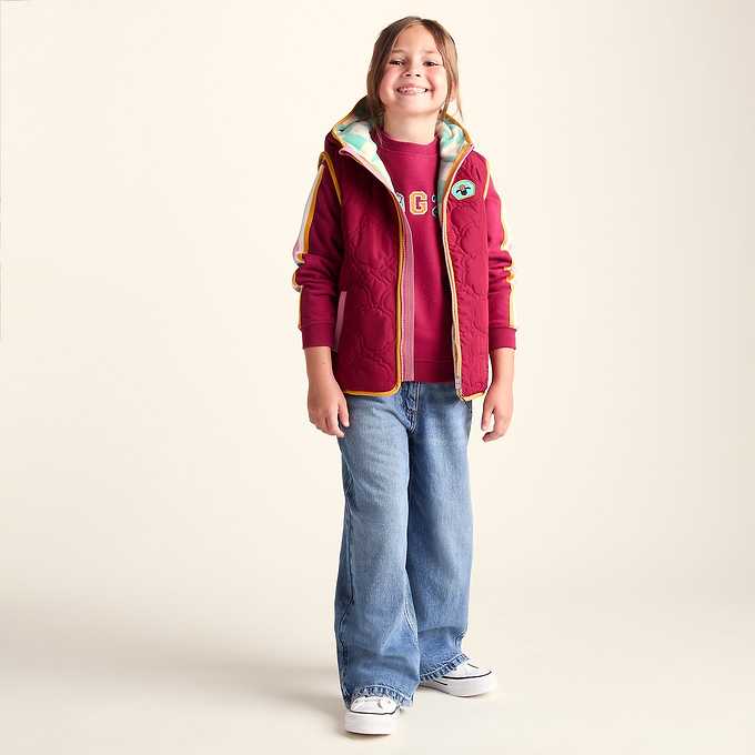 Ancon Shaun the Sheep Kids Insulated Quilted Gilet Microfleece Lining - Beetroot Red