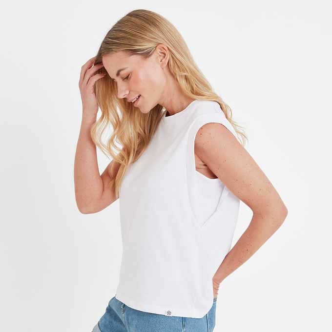 April Womens 100% Cotton Supersoft Boxy Fit Vest - Optic White